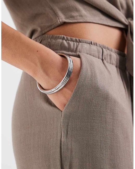 ONLY Multicolor Linen Mix Pull On Wide Leg Pants