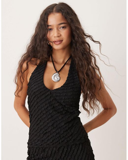 ASOS Black Ruffle Halterneck Top