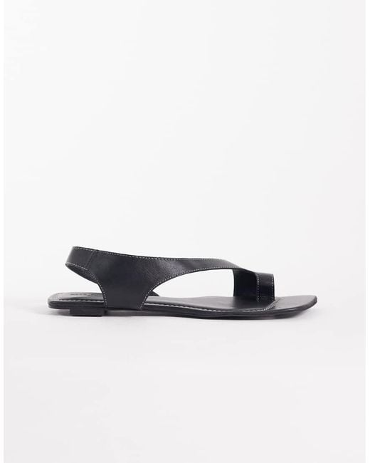 ASOS White Francesca Premium Minimal Clean Toe Loop Flat Sandal