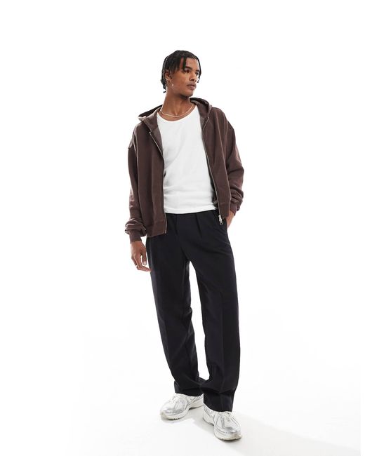 Cotton On Brown Cotton On Cropped Zip Up Hoodie for men