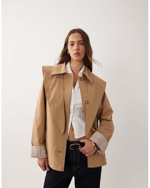 Abercrombie & Fitch Natural A Line Cropped Trench Coat With Scarf Detail