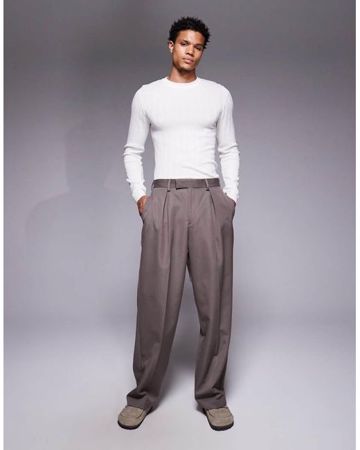 ASOS White Muscle Fit Long Sleeve Knitted Rib T-shirt for men