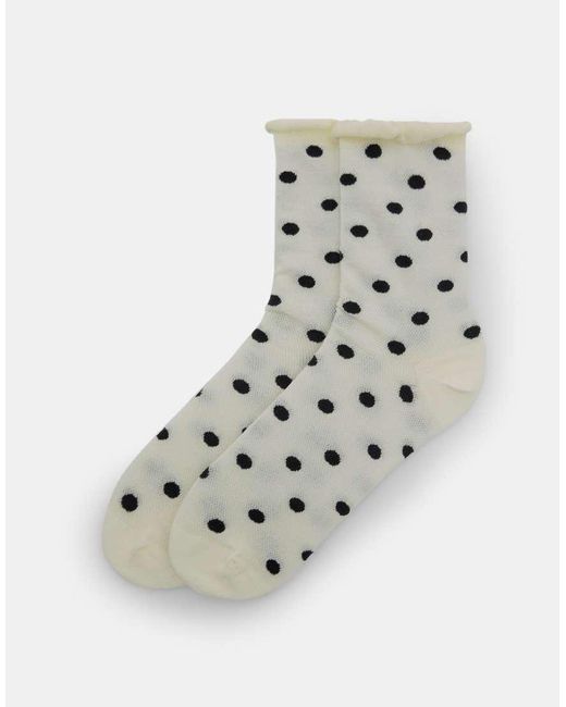 Pull&Bear White Polka Dot Socks