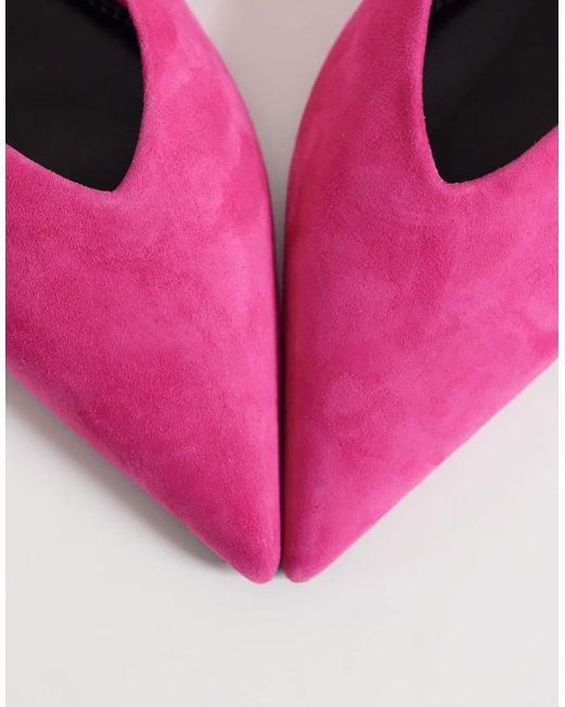 ASOS Pink Lari Real Suede Pointed Ballet Flats