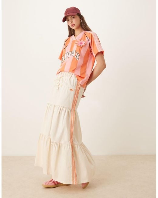 Adidas Originals Pink Crochet 3 Stripe Maxi Skirt