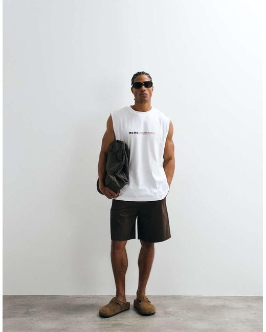 ASOS White Oversized Tank With Spine Graphic for men