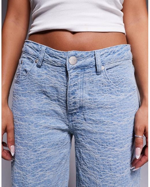 Liquor N Poker Blue baggy Jeans With Embossed Texture