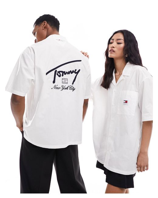 Tommy Hilfiger White Unisex Dna Twist Solid Shirt