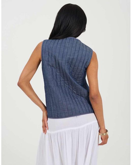 Brave Soul Blue Padded Vest With Tie Front