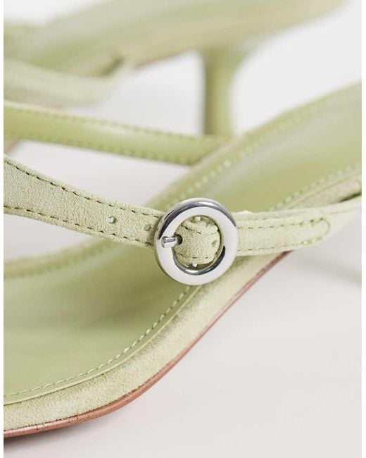 Mango White 100% Suede Buckle Detail Heeled Sandal