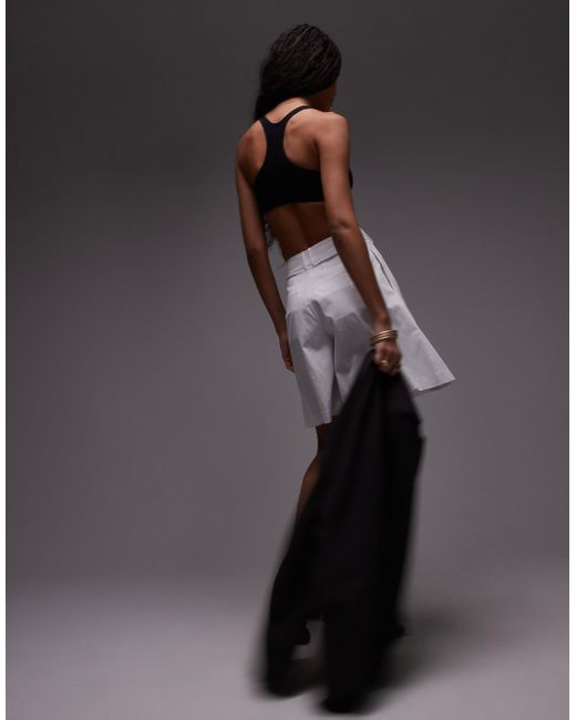 TOPSHOP Gray Awkward A Line Double Pleat Shorts