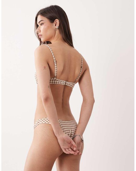 Free Society Natural Gingham Underwire Bikini Top