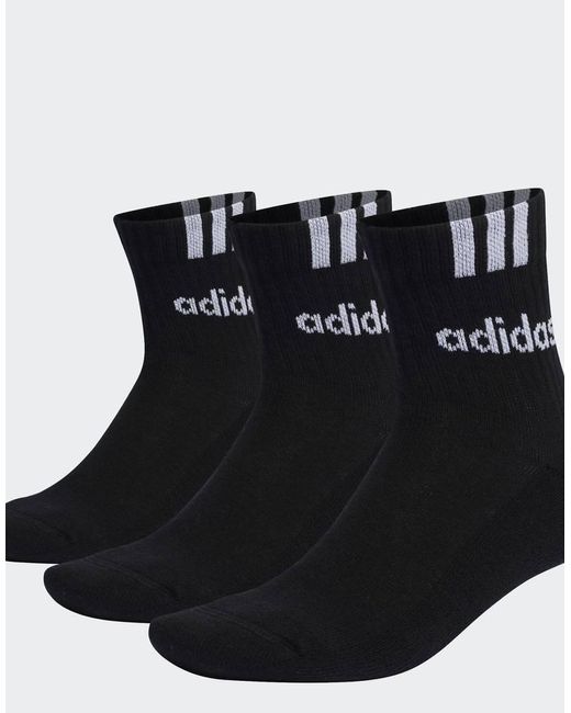 Adidas Originals Set Van 3 Paar Halfhoge Sokken Met 3-Stripes Logo En Gedempte Zolen in het Black