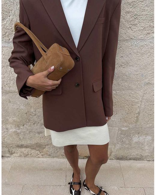 NA-KD Brown Oversized Open Back Blazer