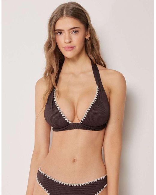 Calzedonia Black Triangle Bikini Top Bicolor Embroidery