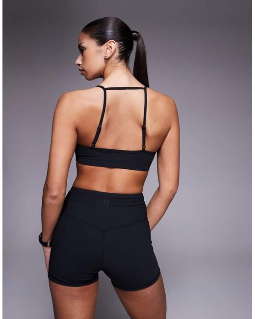 4505 Blue Micro Rib Wrap Waist 3 Inch Booty Short