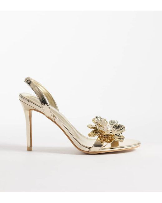 Public Desire Metallic Ladybug 3d Floral Mid Heeled Sandals