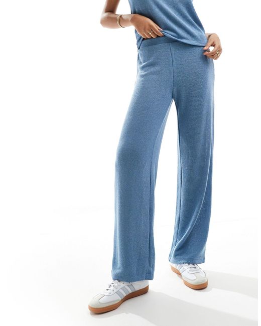 Vero Moda Blue Lightweight Knitted Wide Leg Trousers Co-ord