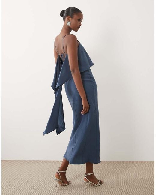 ASOS Blue Layered Cami Satin Midaxi Dress