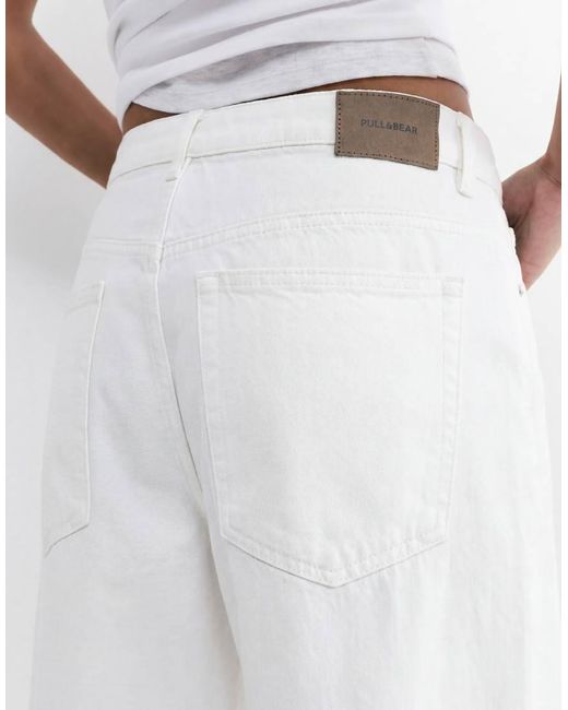 Pull&Bear White Pleated Balloon Fit baggy Jeans