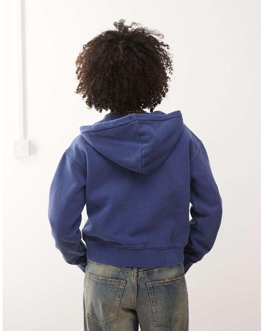 Weekday Blue Slim Fitted Zip Up Hoodie