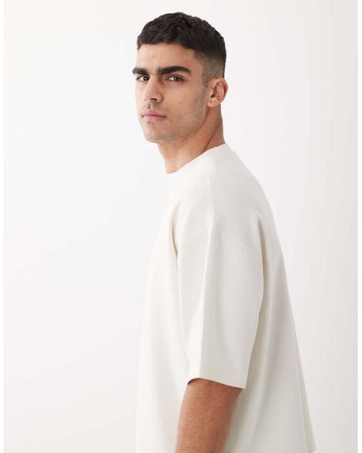ASOS White Luxe Interlock Oversized Boxy T-Shirt for men
