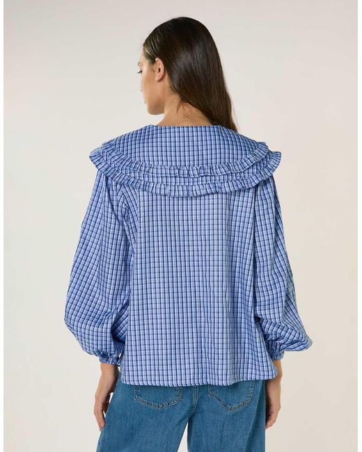 Glamorous Blue Statement Collar Blouse