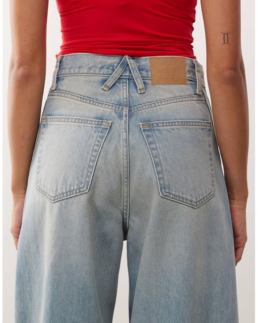 Weekday Blue Stripe Unisex Balloon Leg Jeans With Twisted Seam Detail
