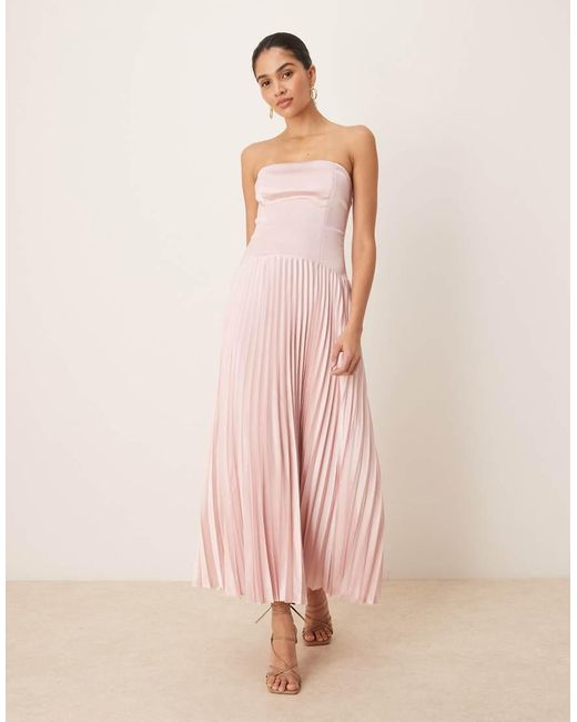 Abercrombie & Fitch Strapless Flowy Maxi Dress in Pink | Lyst UK