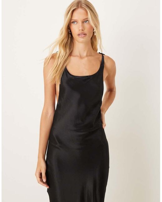 ASOS Black Satin Cowl Back Maxi Dress