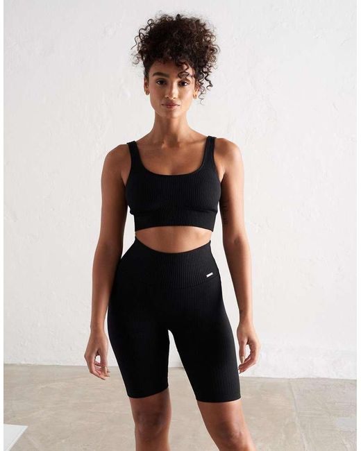 Aim'n Black Ribbed Seamless Shorts