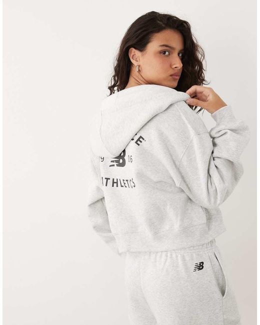 New Balance White Reimagined Fleece Full Zip