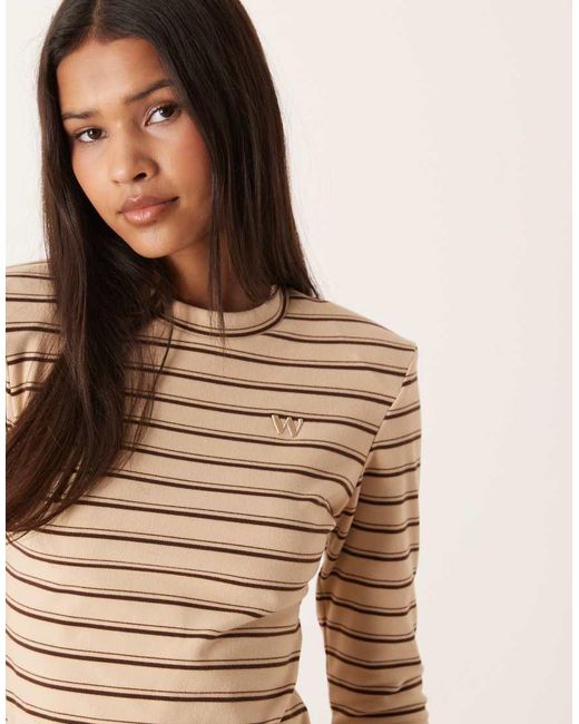 Wanderdoll Natural Frankie Premium Heavyweight Jersey Crew Neck Long Sleeve Top Co-ord