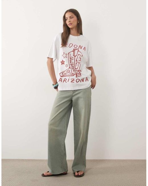 ASOS White Oversized T-Shirt With Arizona Cowboy Boot Graphic