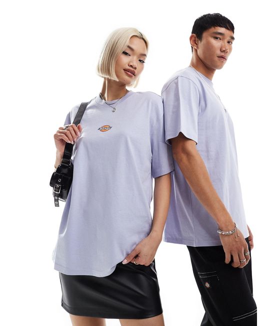 Exclusivité asos - - maple valley - t-shirt à manches courtes avec logo au centre - lilas Dickies en coloris Blue