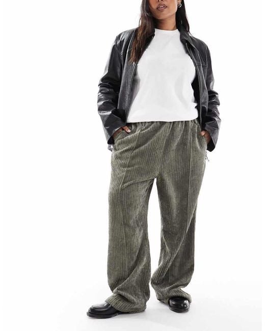 ASOS Green Asos Design Curve Corduroy Pull On Pants
