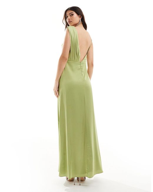 TFNC London Green – bridesmaid – drapiertes satin-maxikleid