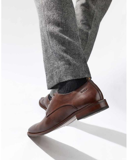 Base London Brown Marley Plain Toe Derby Shoe for men