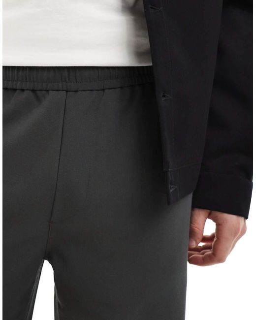 Bershka Black Wide Leg Tailored Trouser for men