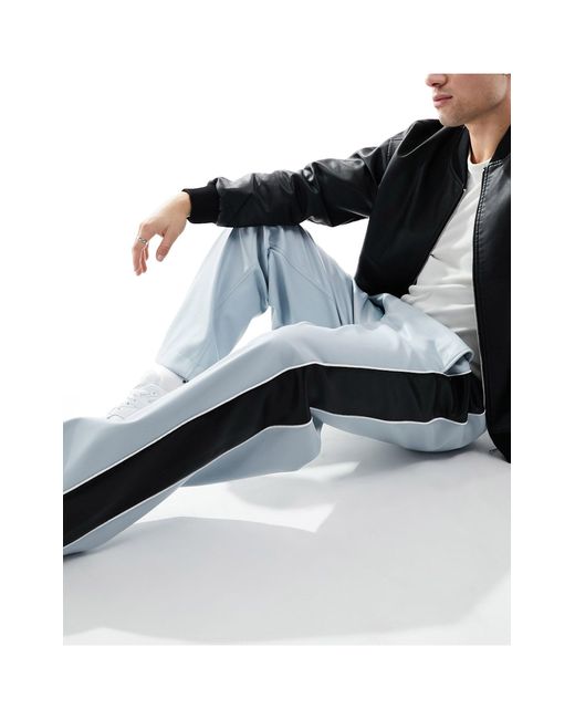 ASOS Blue Leather Look joggers for men