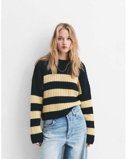 Pull&Bear White Striped Sweater