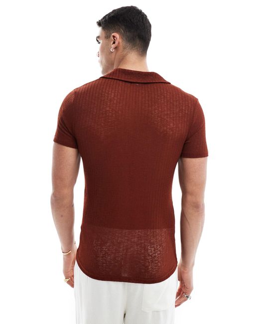 ASOS Red Muscle Fit Polo for men