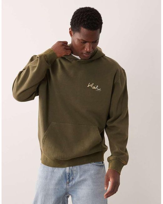 ASOS Green Relaxed Hoodie With Floral Print for men