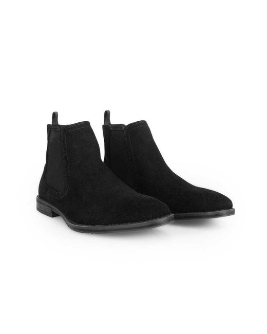 Thomas Crick Black Griffin Suede Leather Chelsea Boot for men