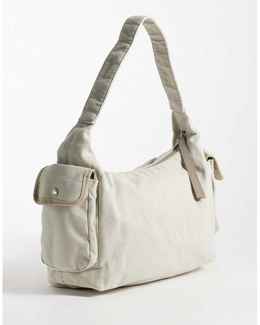 Weekday Gray Shoulder Bag With Multi Pockets And Contrast Trims
