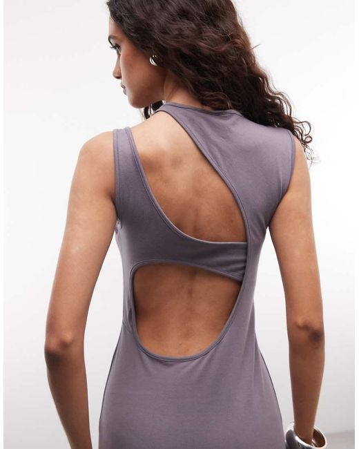 Weekday Purple Maxi Dress With Cut Out Back And Shoulder Detail