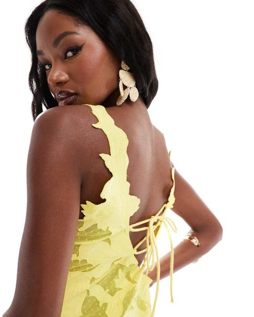 ASOS Yellow Lace Cutwork Embroidered Mini Dress
