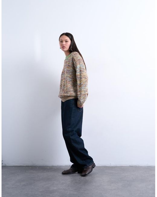 Maglione Lavorato Con Filato Ritorto A Contrasto Multicolore di TOPSHOP in Green