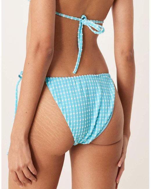 Dippin' Daisy's Blue Dippin Daisys Exclusive Mix And Match Gingham Tie Side Bikini Bottom