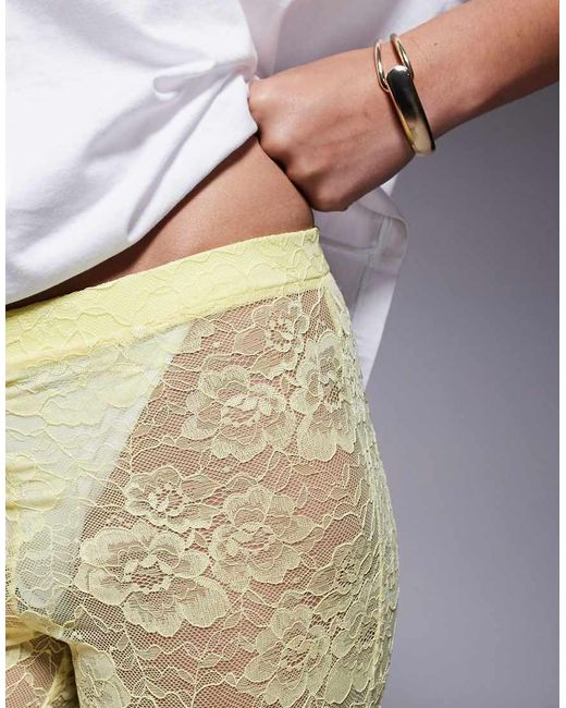 ASOS Extreme Flare-Broek Van Doorschijnend Kant Met Hoge Taille in het Yellow